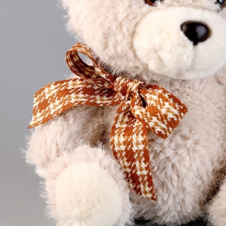 Soft toy "Bear" with a bow, 24 cm, beige-3