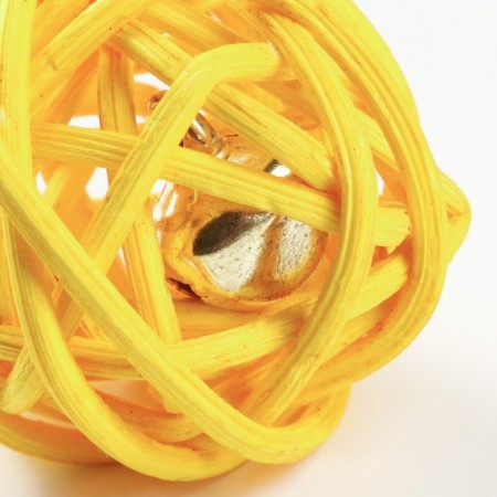 A set of 2 wicker balls from a vine with a bell, 3 cm, yellow/green-2