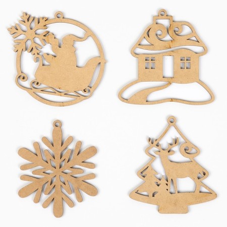 Christmas tree toy New Year, 4 pcs, set, New Year-2