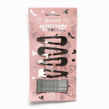 Silver invisibility 12 pcs, 5 cm, hair clip click 4 pcs, 5 cm, set, princesses