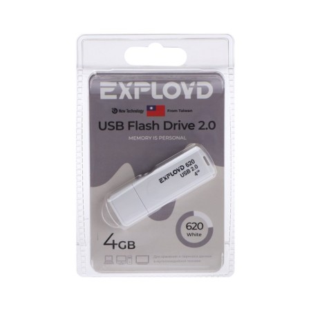 Flashka Exployd 620, 4 GB, USB2.0, Thu up to 15 MB/s, PBU up to 8 Mb/s, white-1