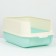 The toilet is closed with a folding top of 36 x 51 x 34 cm, blue