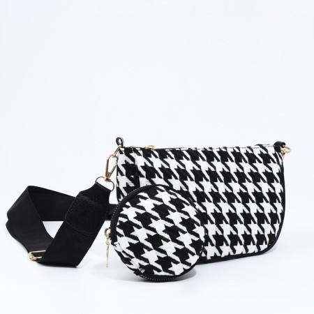 Bag Women's Cross-Bodi with a zipper, black/white color-3