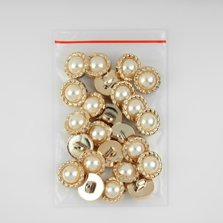 A button on the leg, with pearls, d = 15 mm, gold color-3