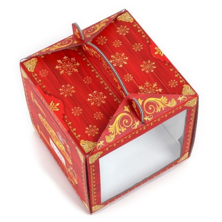 Confectionery box with a window, a chest, New Year's Post, 20 x 20 x 20 cm,-3