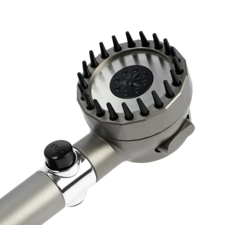 Shower watering can Zein Z3550, D = 80 mm, 3 modes, with massage cloves, button "Stop", graphite-6