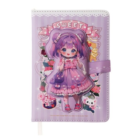 Gift notebook, A6+, 132 sheets, color block, with a curly knife, PVC cover, "anime", mix-1