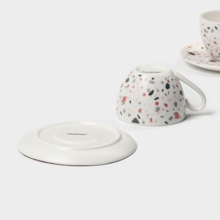 Set of Porcelain Magistro TERAZZO, 4 objects: 2 cups 150 ml, 2 saucers d = 12.5 cm-7