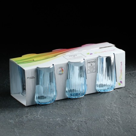 Set of glass glasses Nova, 6 pcs, 135 ml, blue-2