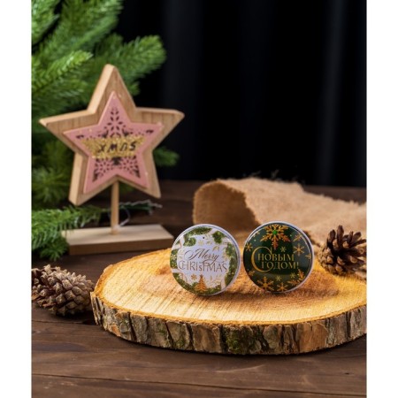 New Year's candle, in the Iron Bank "Festive", aroma spruce branches, diam 4.8 cm-1
