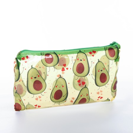 Cosmetic bag-penete on zipper, PVC, green color-1