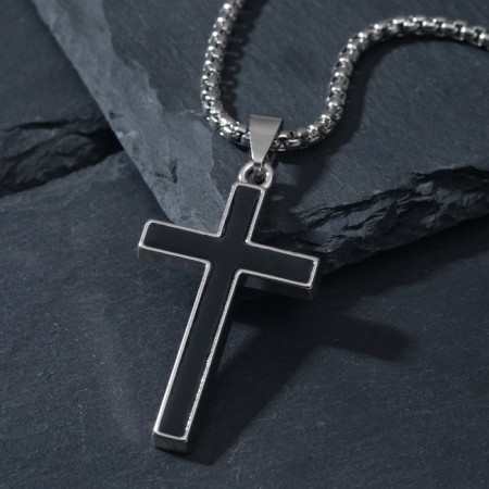 Cross "Cross" Perspective, black color in silver, 70 cm