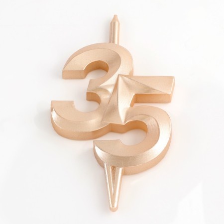 Candle in the cake "Jubilee", number 35, 10 cm, champagne-2
