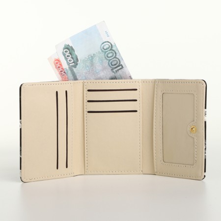 Women's wallet on the button, black color-4