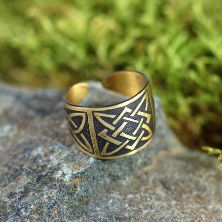 The amulet ring "Square Svarog", brass