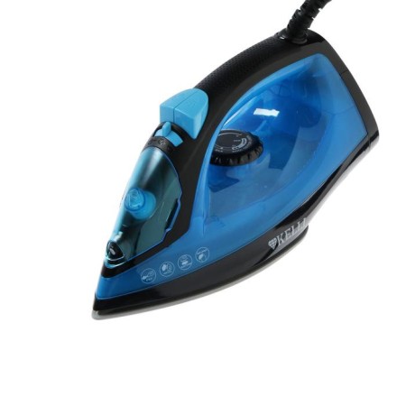 Iron Kelli KL-1642, 2200 W, ceramic sole, 200 ml, steam blow, blue-black