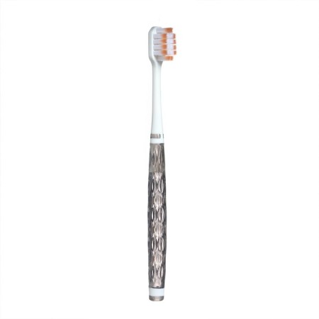 Adult toothbrush with a wide head and soft bristles, transparent, gray-1