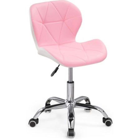 Computer chair Trizor Metal/Eco -leather, Chrome/Pink/White 53x53x69 cm-5