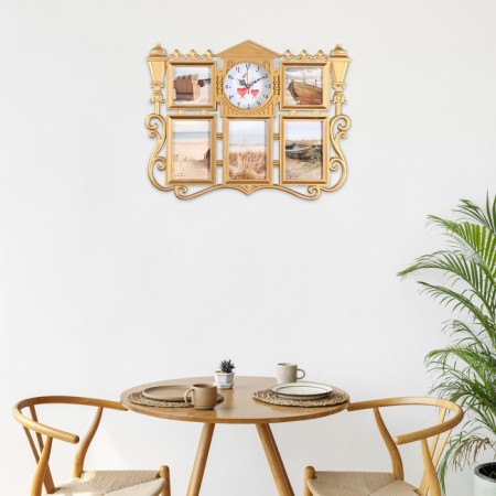 Wall clock, series: photo frames, "family", discrete move, 48 x 38 cm, dial 12 cm-4