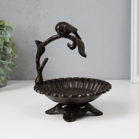 Souvenir cast iron stand "Bird on a branch above the flower" 17x15x13.5 cm