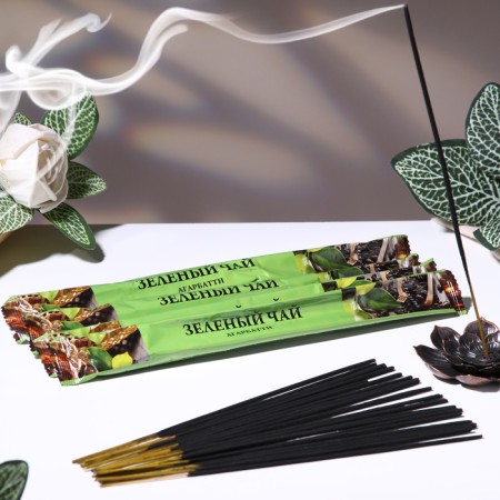 Set of incense "Agarbatti Green Tea", 4 packages of 8 sticks