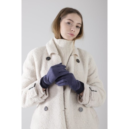 Female gloves, size 8, without insulation, blue color-1