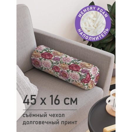 Pillow Ralls "Huge buds of roses, decorative, size 16x45 cm
