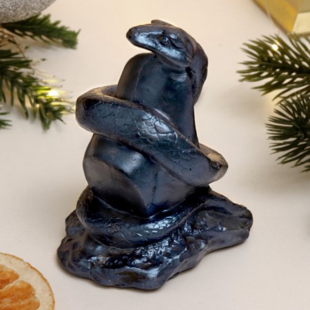 Figure "Snake on Stone" Blue Lunar, 9x7x5cm-3