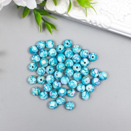 Beads for creativity plastic "Marble. Blue" d = 0.8 cm set 20 grams-1