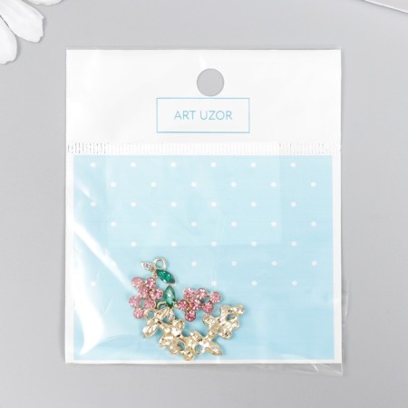 Decor for creativity metal, rhinestones "Grapes of grapes" 1.8x1 cm-3