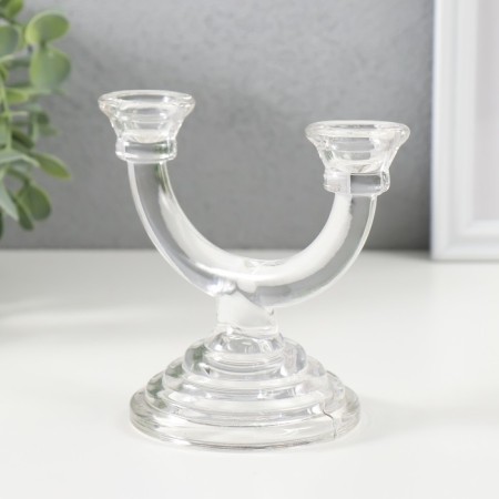Glass of Glass for 2 candles "frapp" transparent 9x14x12 cm-3