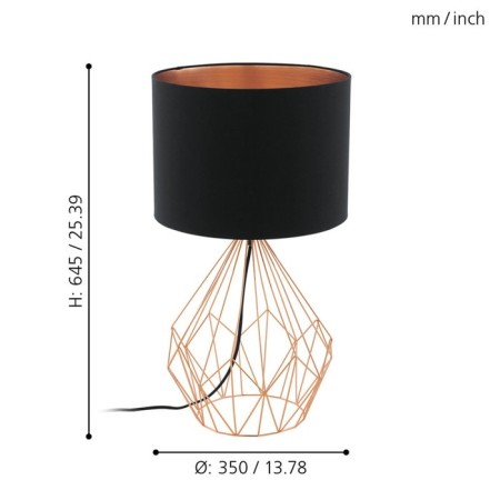 Pedregal 1, 1x60W E27 table lamp, Copper color-3