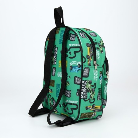 Baby backpack on lightning, external pocket, green color-1