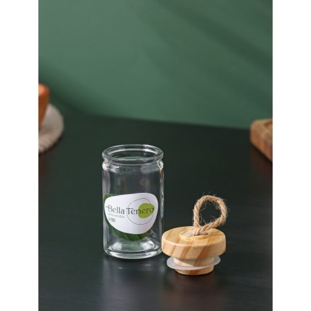Glass jar for spices with bamboo lid Bellatenero "Eco", 60 ml, 4.4 × 8.5 cm-3
