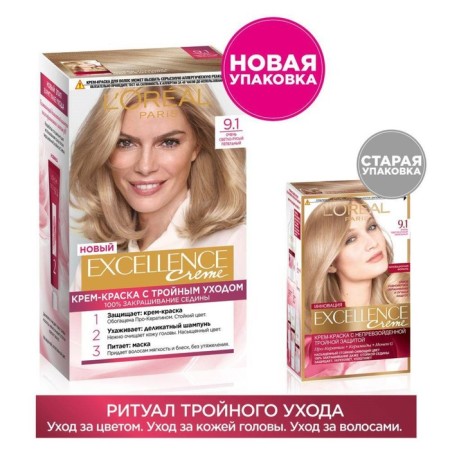 Hair Cream L’Oreal Excellence Creme, tone 9.1 Very light blond ash-9
