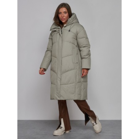 Coat insulated winter female, size 46, green color-1