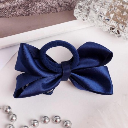 Hair elastic band "Schoolgirl" Bang strips, 8 cm, blue-white-1