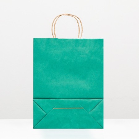 Craft package, green velvet, with twisted handles, 25 x 12 x 27 cm-1