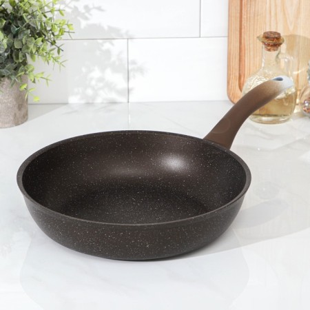 Pan, d = 26 cm, plastic handle, anti -stick coating, color coffee marble