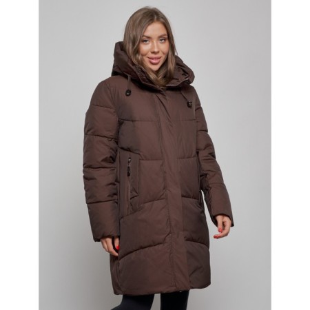 Coat insulated winter female, size 48, color dark brown-7