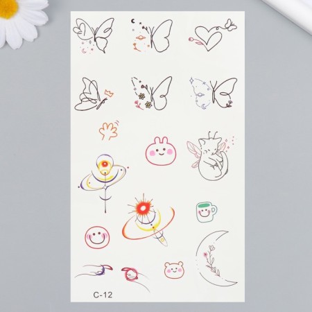 Tattoo on the body color "minimalistic drawings" 18x11 cm