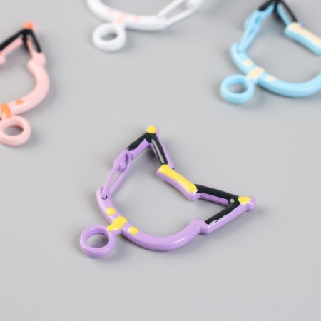 Carabiner Metal with a ring "A cat with a collar" set of 4 pcs 3.4x3.3 cm-1