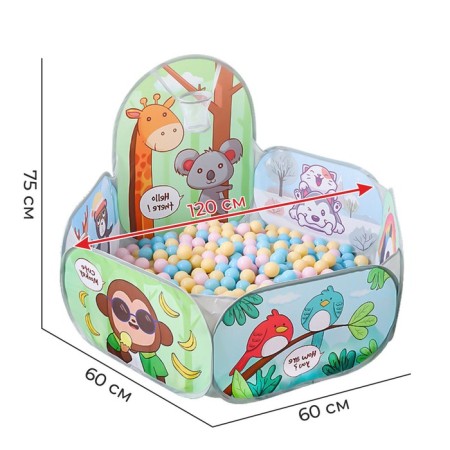 Children's game tent - dry pool for balls "Animal World" without balls, 120 × 75 × 60 cm-1