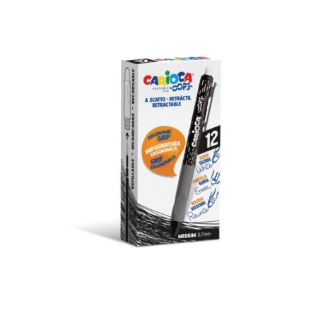 Automatic gel handle, Carioca "Oops Retractable" Knot 0.7 mm, ergonomic holder with double-tag double coating, black-1