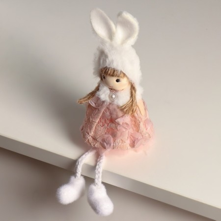 Interior doll "Angel in a flower dress in a hat with ears" 5.5x7x19.5 cm-2