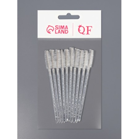 Brushes for eyebrows and eyelashes, set - 10 pcs, 9.5 cm, transparent color-6