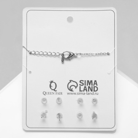 Set of 5 objects: 4 pairs fluffs, pendant "gymnast", white color in silver, 40 cm-5