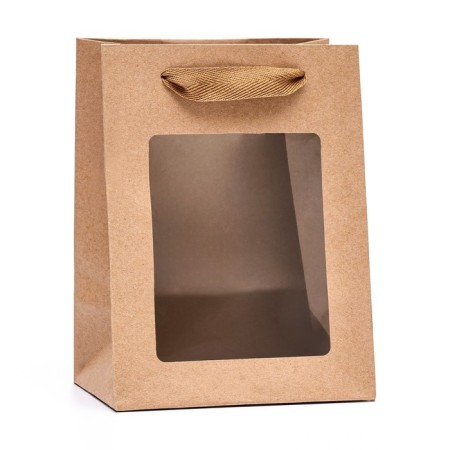 Gift package, with a window, 20 x 15 x 10 cm, craft, 1pc-1