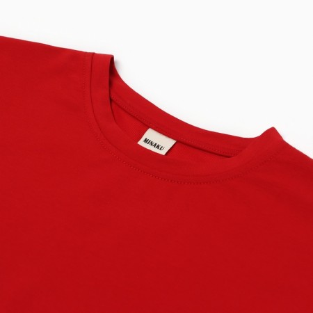 T-shirt shortened female Minaku Oversize Fit: Fuchsia Color, Rr. 44-5
