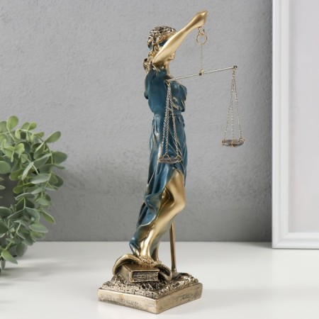 Souvenir Polystone "Goddess Femis" golden with blue 28x7x8 cm-1